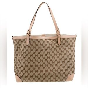 Gucci Beige GG Monogram Large Tote Bag Authentic